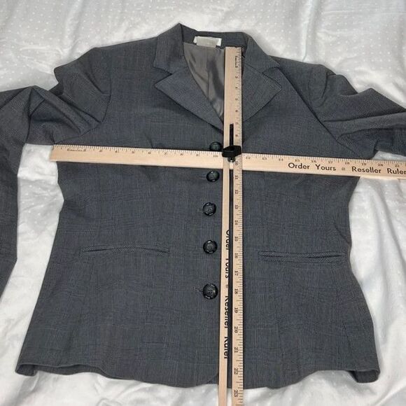 Van Heusen Stretch Women's Blazer Gray Plaid 5 Button Lined Size Small - Picture 9 of 10